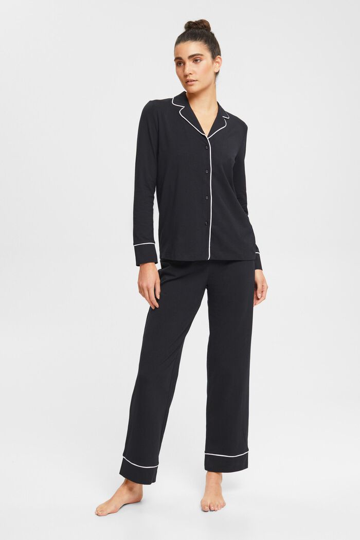 Pyjama en jersey de coupe longue, BLACK, detail image number 0