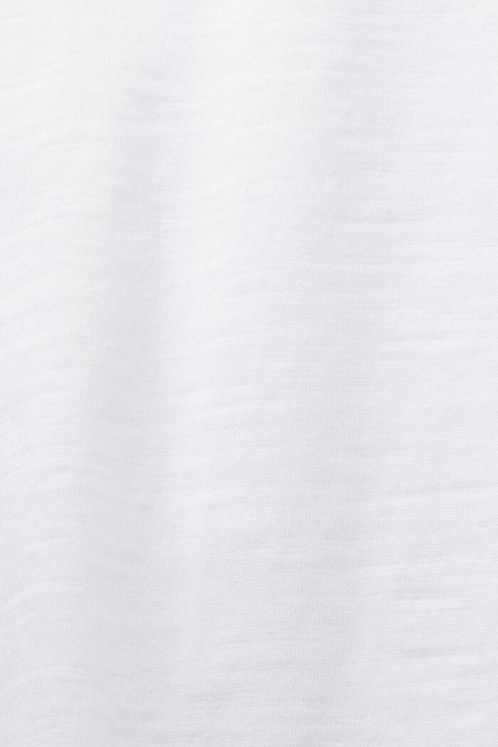 T-shirt à encolure en V, 100 % coton, WHITE, detail image number 5