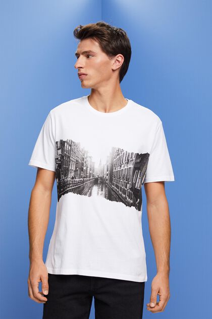 T-shirt à encolure ronde orné d’un imprimé, 100 % coton
