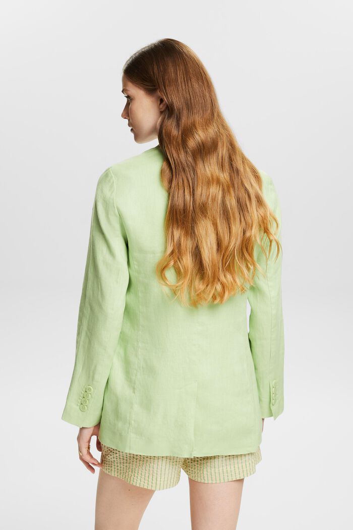Veste de tailleur en lin à boutonnage droit, LIGHT GREEN, detail image number 2