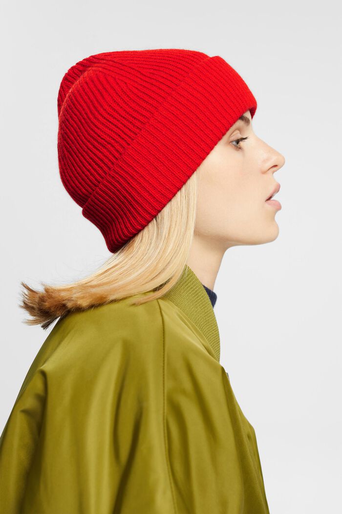 À teneur en cachemire : le bonnet en laine mélangée, RED, detail image number 2