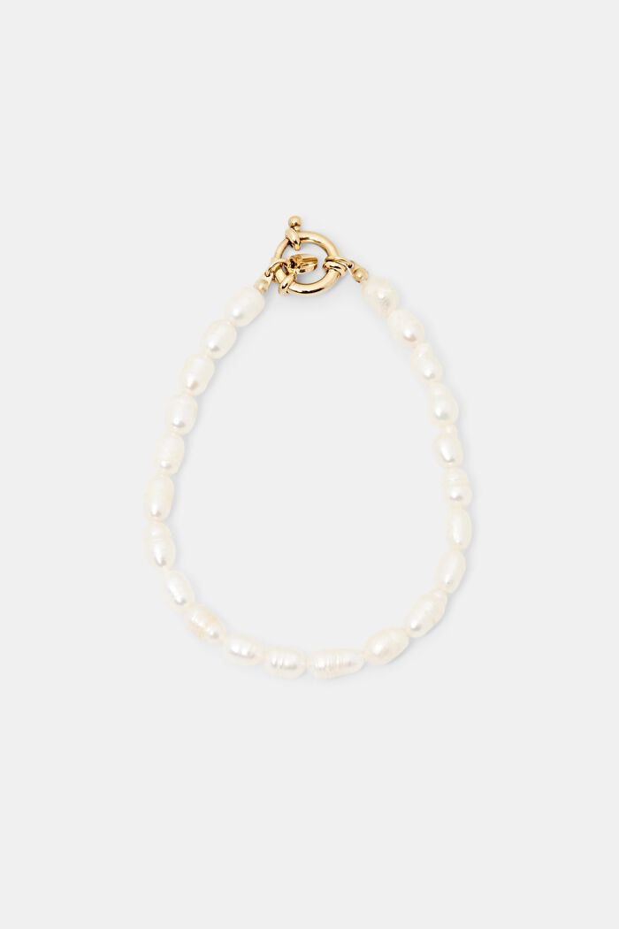 Bracelet en perles d’eau douce, acier inoxydable, GOLD, overview