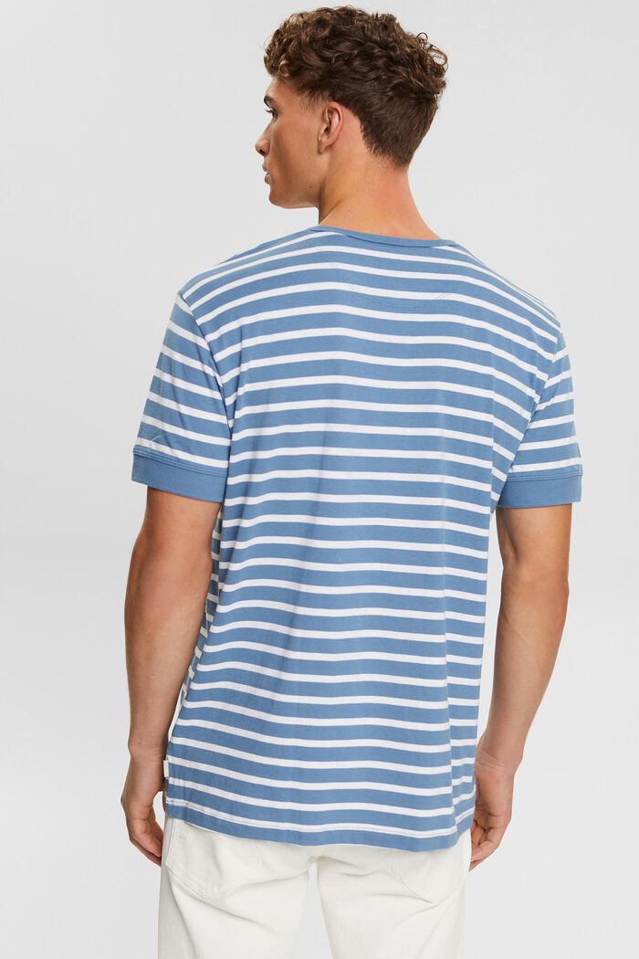 T-shirt rayé à patte de boutonnage, BLUE, detail image number 3