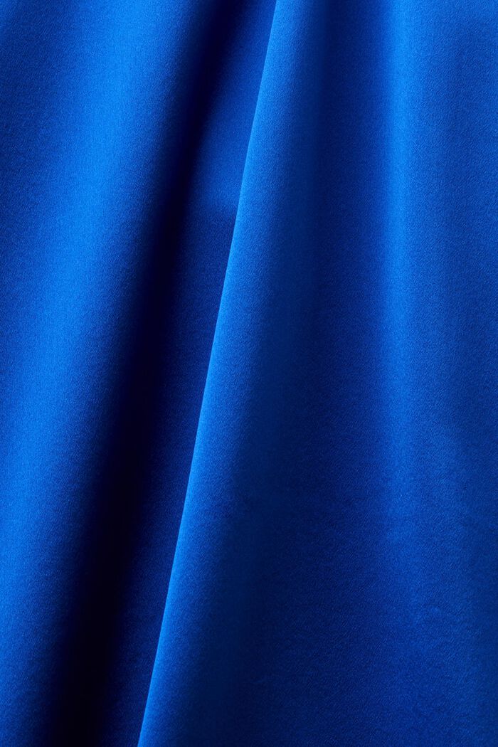 Robe longueur midi en satin de soie à ceinture, BRIGHT BLUE, detail image number 5