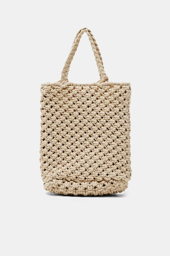 Mini sac fourre-tout en crochet, 100 % coton, OFF WHITE, detail image number 0