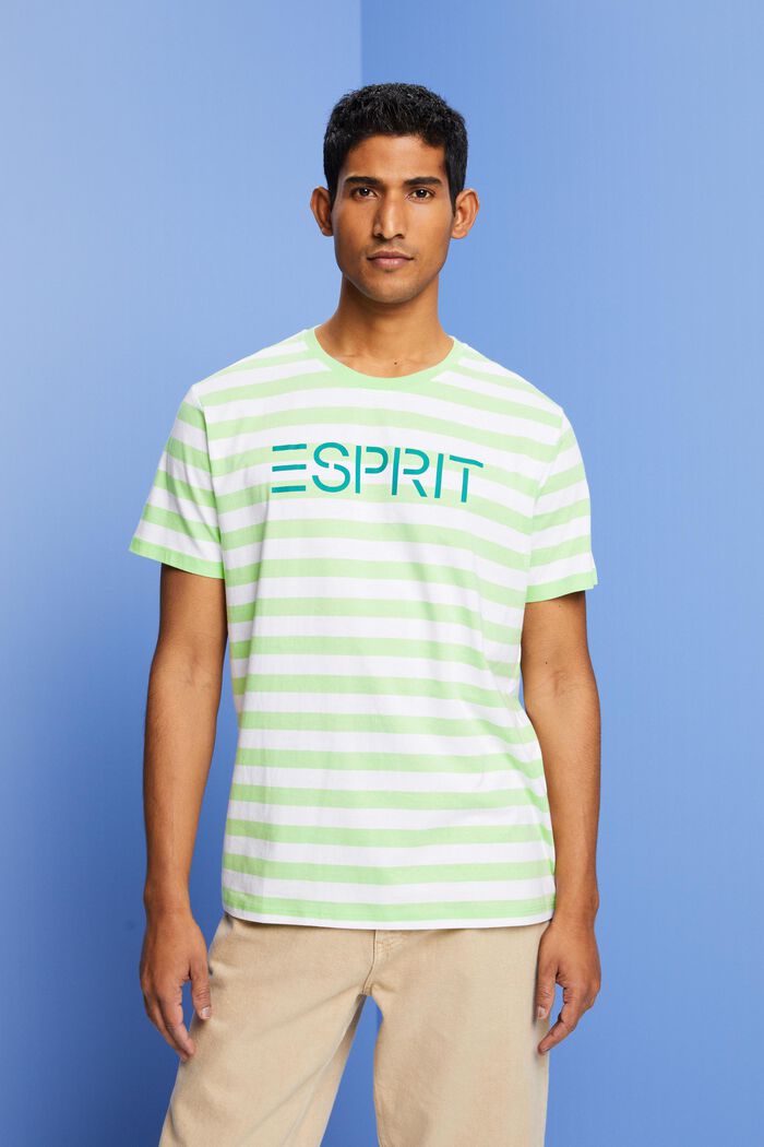 T-shirt rayé en coton, CITRUS GREEN, detail image number 0