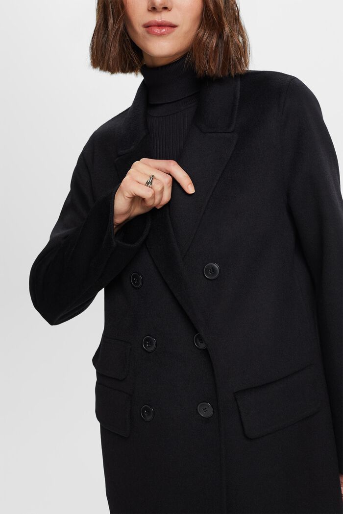 Manteau croisé en laine mélangée, BLACK, detail image number 2