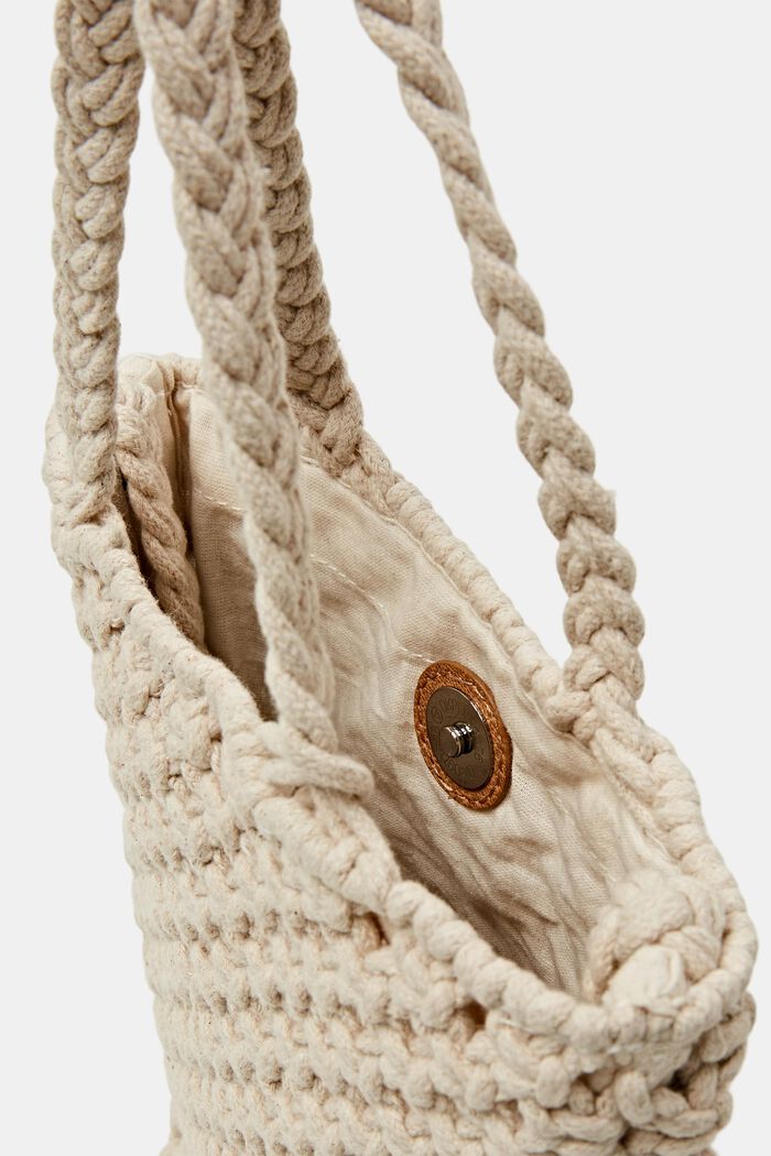 Mini sac fourre-tout en crochet, 100 % coton, OFF WHITE, detail image number 1