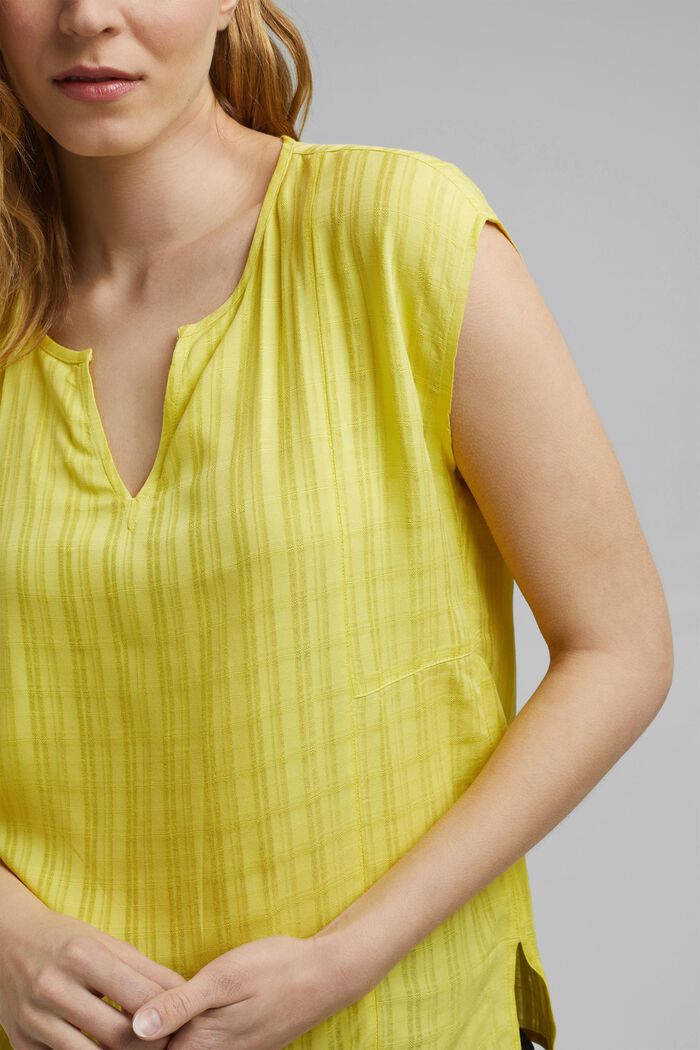 Haut façon blouse en LENZING™ ECOVERO™, BRIGHT YELLOW, detail image number 2