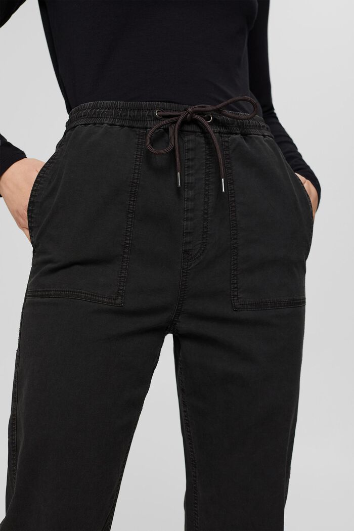 Pantalon stretch à taille élastique, coton biologique, BLACK, detail image number 2