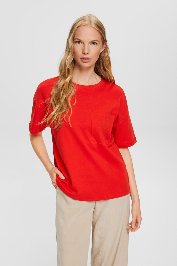 T-shirt à poche-poitrine, ORANGE RED, detail image number 1