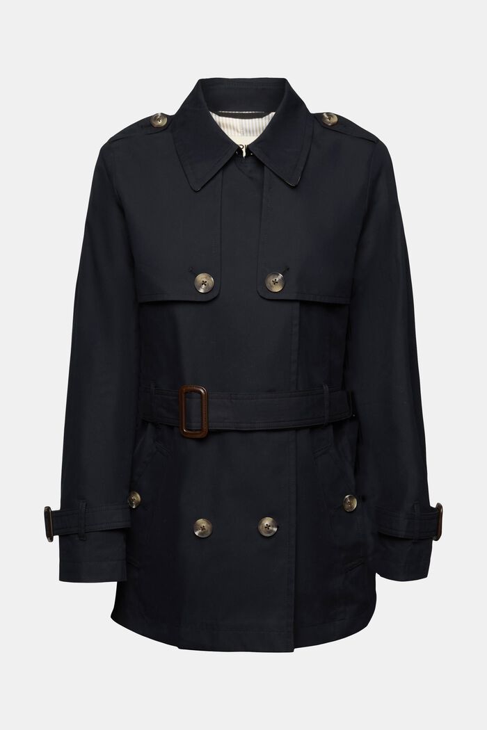 Trench-coat court à ceinture, BLACK, detail image number 7
