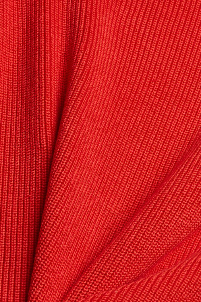 Pull-over en maille côtelée à épaule décorative, ORANGE RED, detail image number 4