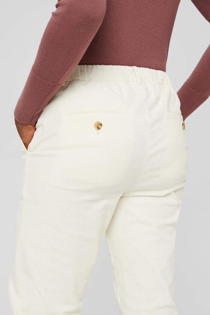 Pantalon à enfiler de style chino en fin velours, OFF WHITE, detail image number 2