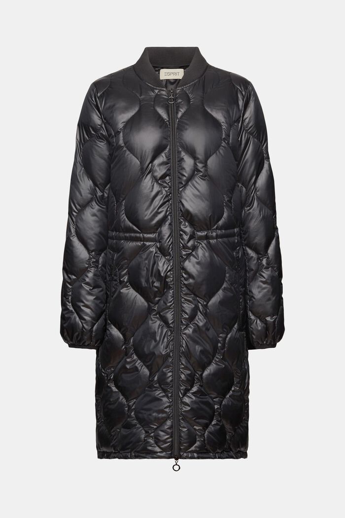 Manteau matelassé à col en maille côtelée, BLACK, detail image number 7