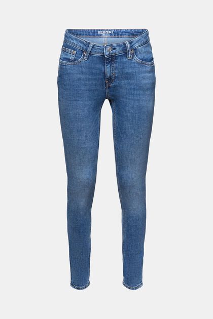 En matière recyclée : le jean stretch de coupe Skinny Fit à taille mi-haute