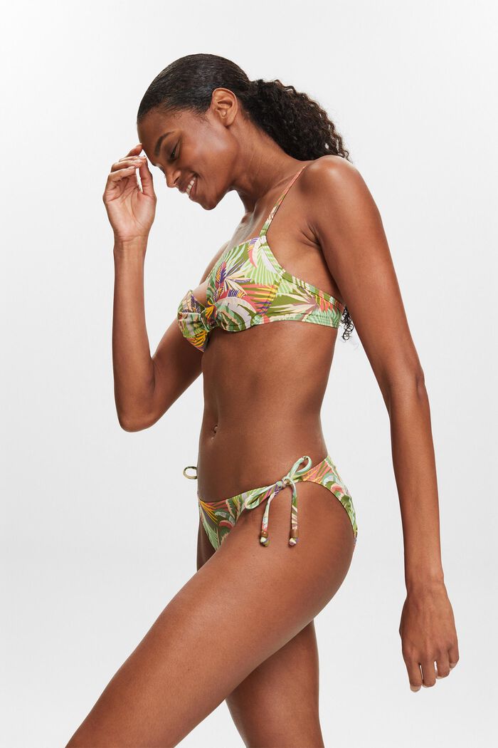 Bas de bikini imprimé à nouer sur les côtés, DARK GREEN, detail image number 4