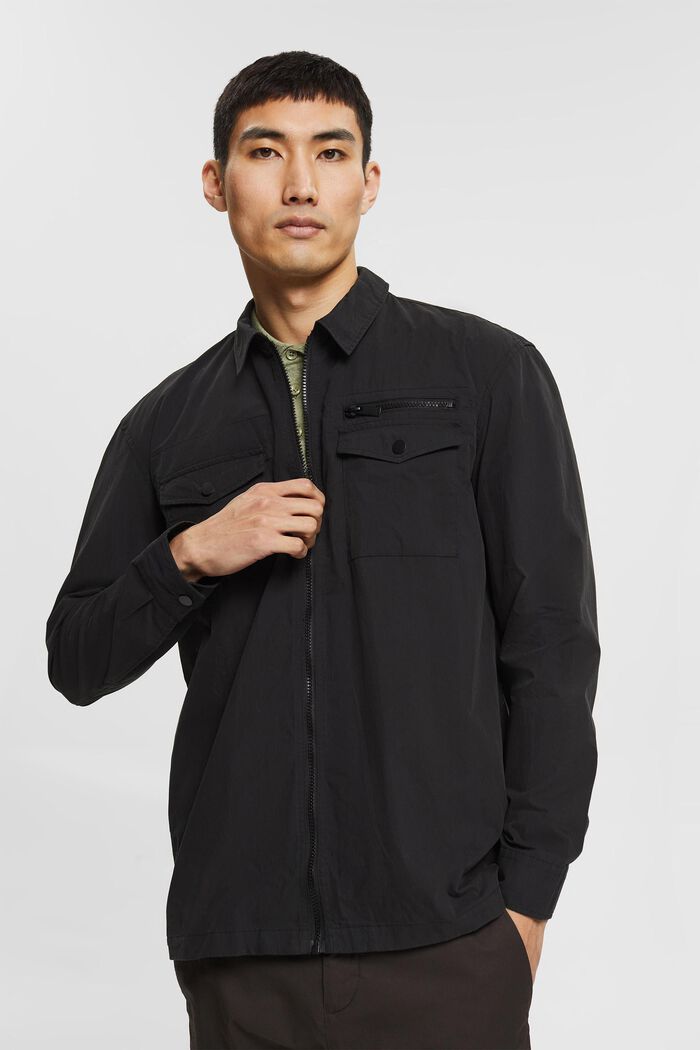 Légère veste chemise zippée, BLACK, detail image number 0