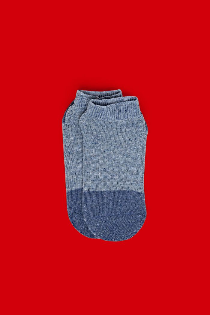 Socquettes basses antidérapantes, laine mélangée, BLUE SMOKE, detail image number 0
