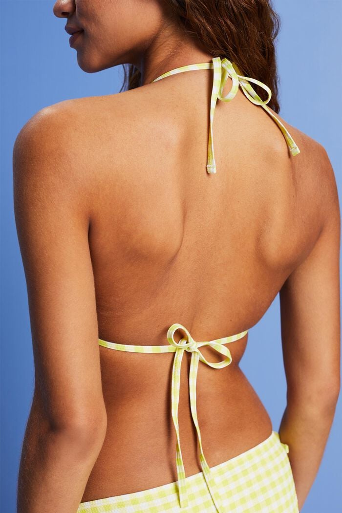 Haut de bikini rembourré à bretelles tour de cou, LIME YELLOW, detail image number 3