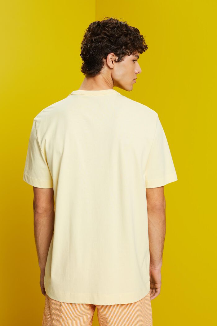 T-shirt en jersey à imprimé sur la poitrine, 100 % coton, LIGHT YELLOW, detail image number 3