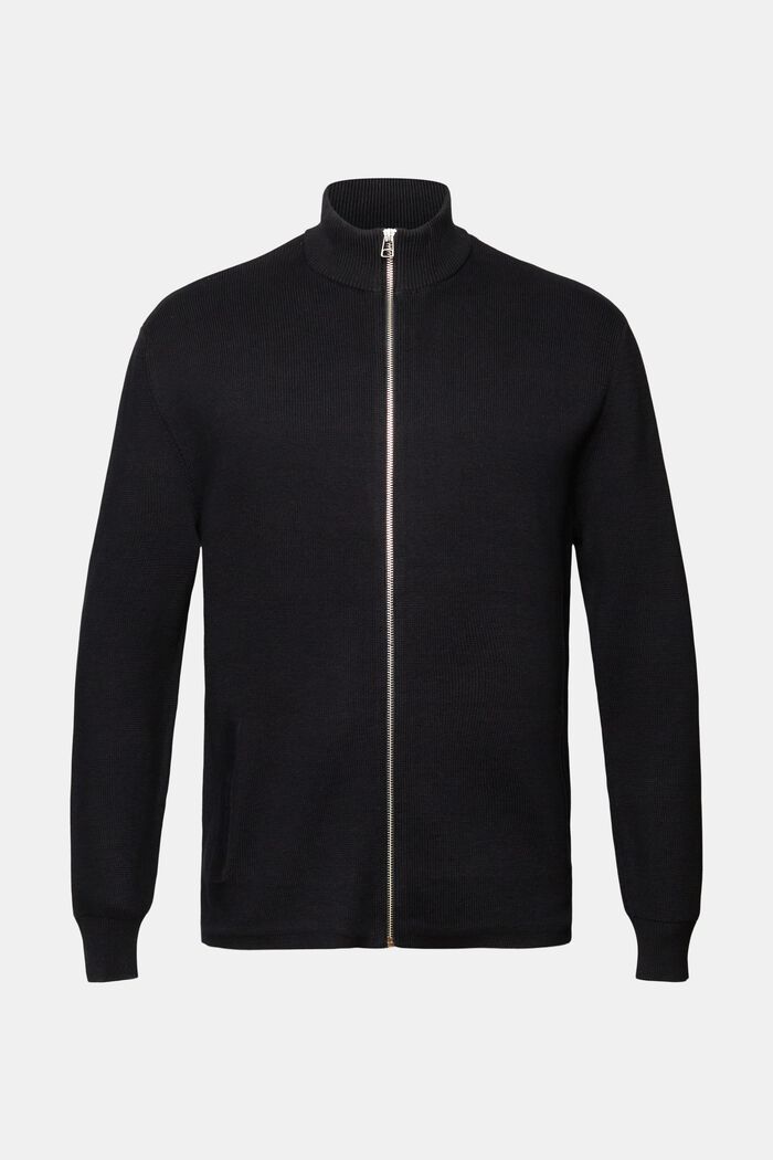 Cardigan zippé, 100 % coton, BLACK, detail image number 6