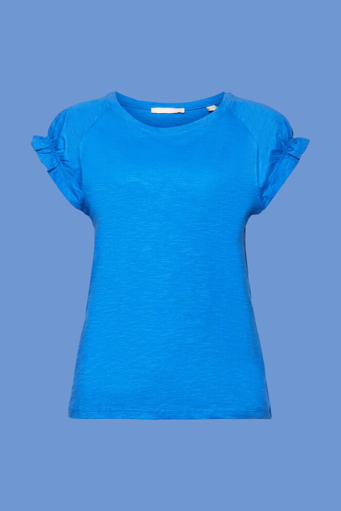 T-shirt doté de manches froncées, 100 % coton, BRIGHT BLUE, detail image number 5