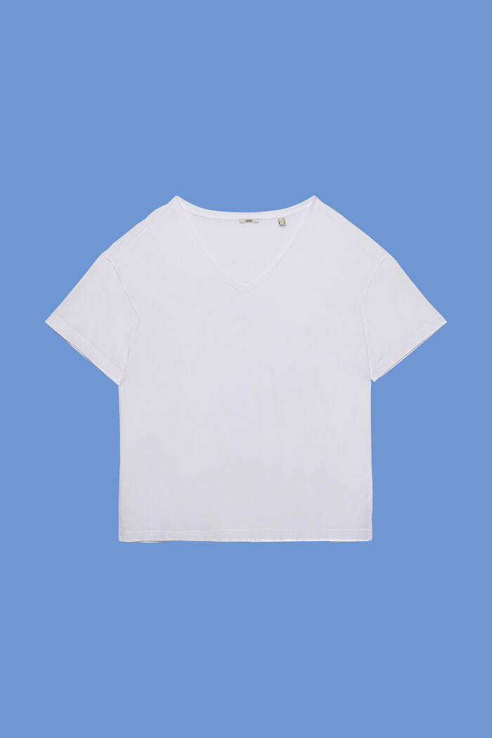 T-shirt CURVY à encolure en V, TENCEL™, WHITE, detail image number 6