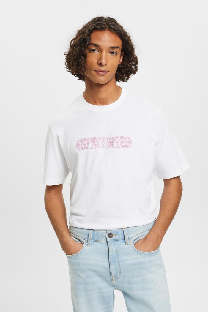T-shirt de coupe Relaxed Fit à imprimé logo, WHITE, detail image number 0