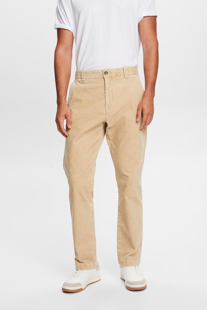 Pantalon en velours côtelé de coupe Straight Fit, SAND, detail image number 0