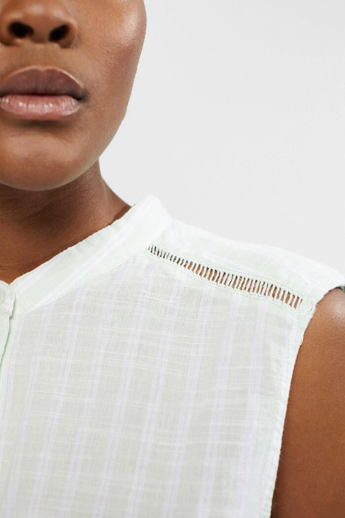 Top façon blouse à carreaux, 100 % coton, PASTEL GREEN, detail image number 2