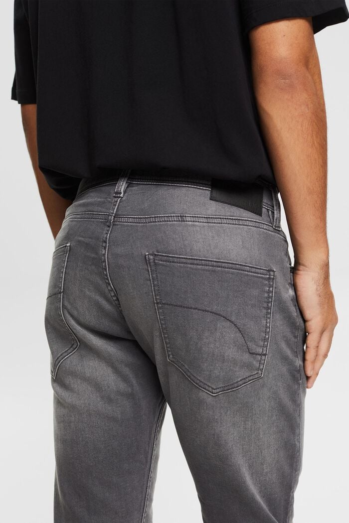 Pantalon de jogging d’aspect jean, en coton mélangé, GREY MEDIUM WASHED, detail image number 3