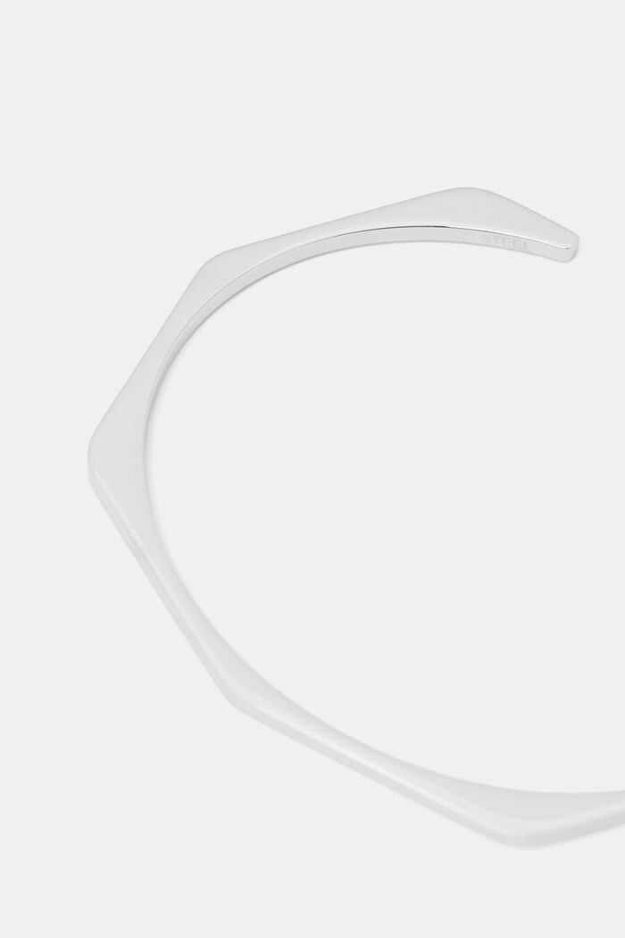 Bracelet rigide de forme angulaire, acier inoxydable, SILVER, detail image number 1