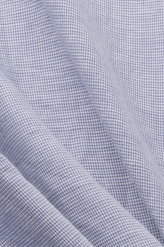 T-shirt à manches courtes en lin mélangé animé d’un motif pied-de-poule, BLUE, detail image number 6