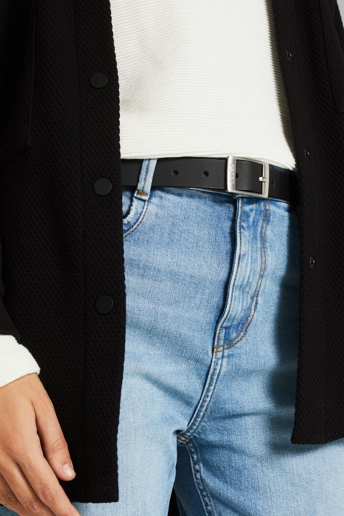 En cuir : la fine ceinture au look basique, BLACK, detail image number 2