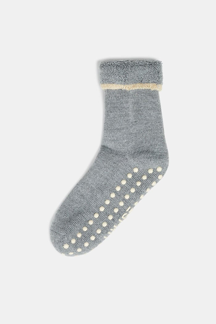 À teneur en laine vierge : les chaussons chaussettes tout doux, MEDIUM GREY MELANGE, overview
