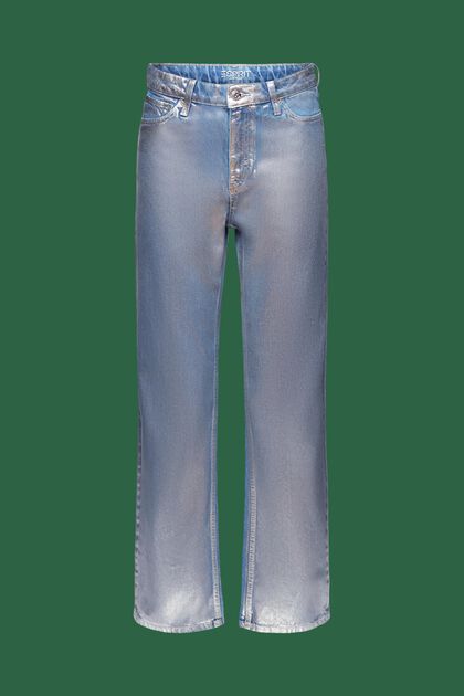 Jean droit métallique taille haute, style rétro