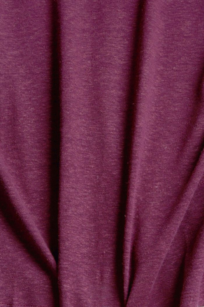 À teneur en lin : le t-shirt à ouverture décorative en forme de goutte, BORDEAUX RED, detail image number 4