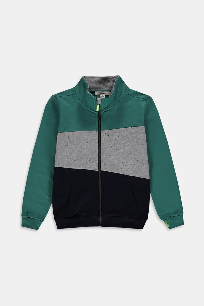 Sweat-shirt au look cardigan, TEAL GREEN, overview