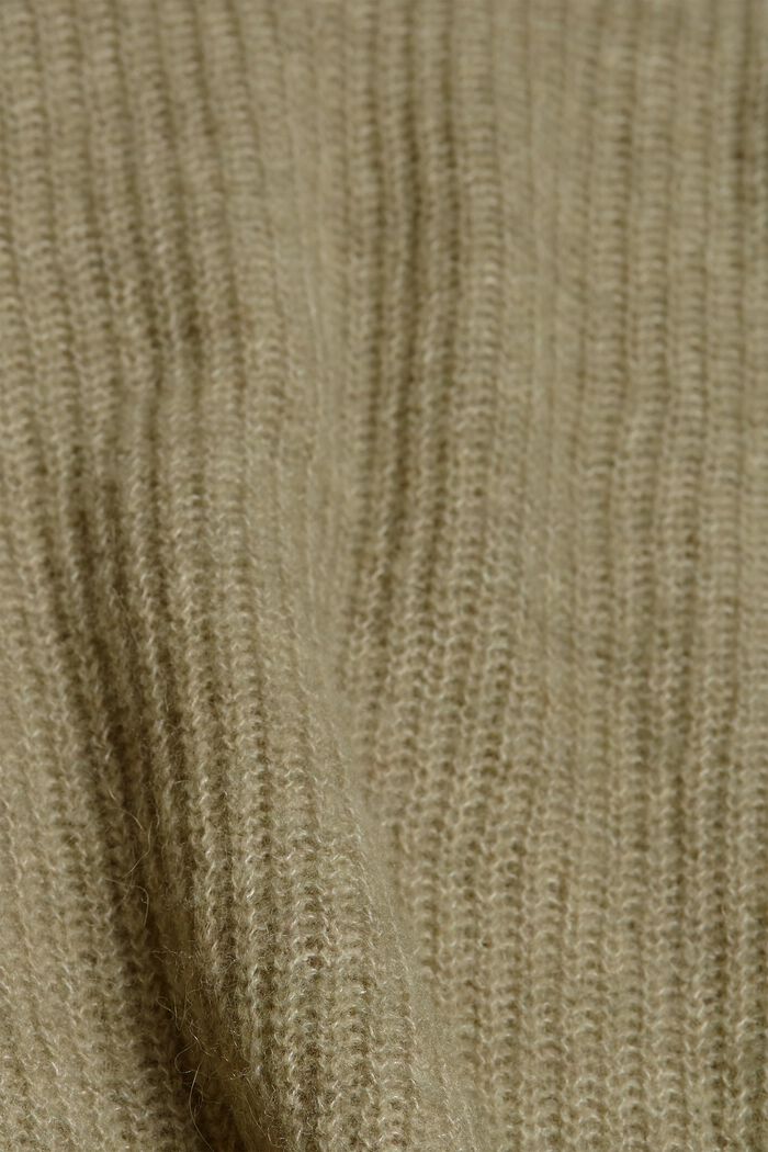 À teneur en / laine alpaga : le cardigan en maille côtelée, LIGHT KHAKI, detail image number 1