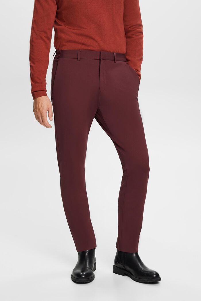 Pantalon de costume en jersey de maille piquée, BORDEAUX RED, detail image number 0