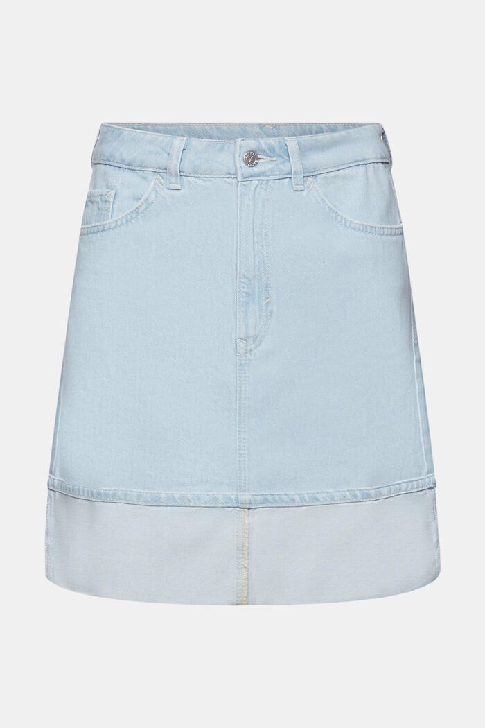 Mini-jupe en jean à taille mi-haute, BLUE BLEACHED, detail image number 7