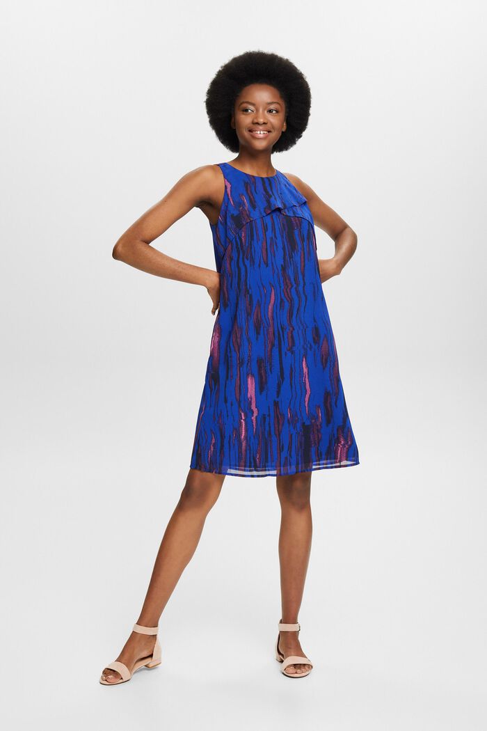 Mini-robe imprimée en crêpe mousseline, BRIGHT BLUE, detail image number 1