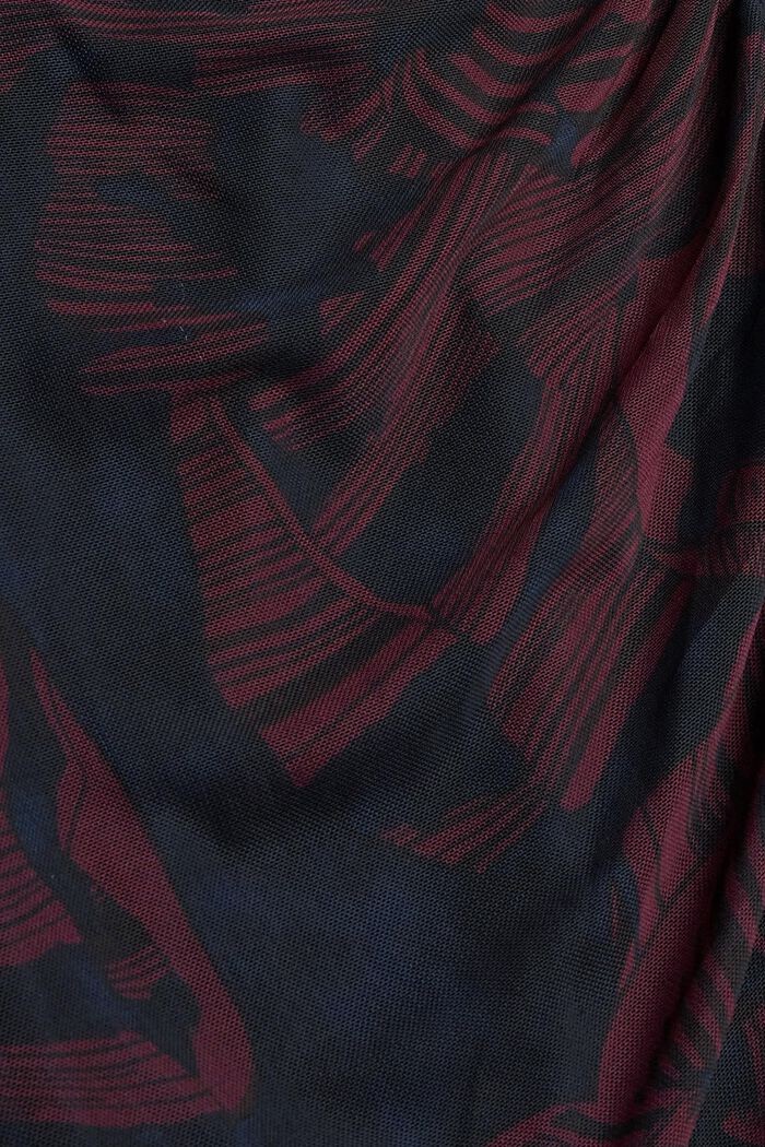 Robe en mesh à fronces et imprimé, BORDEAUX RED, detail image number 4