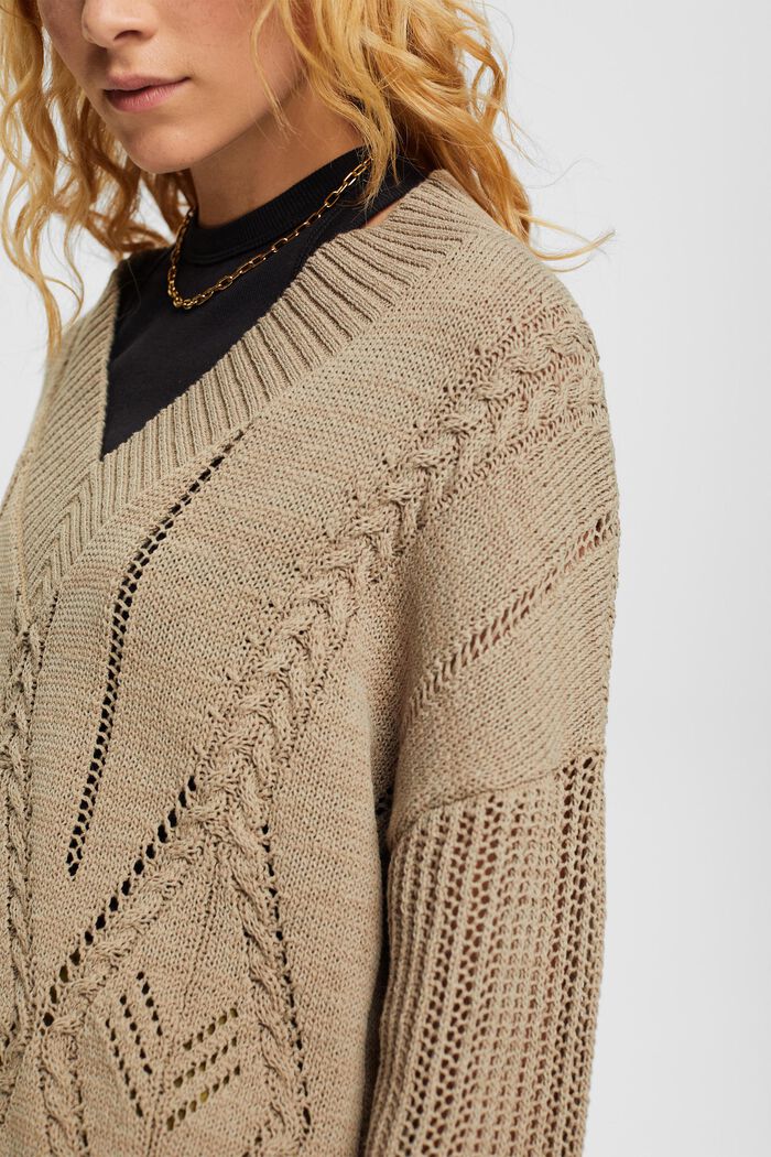 Pull-over en maille pointelle, PALE KHAKI, detail image number 2