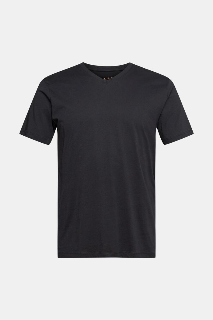 T-shirt à encolure en V en coton durable, BLACK, detail image number 6