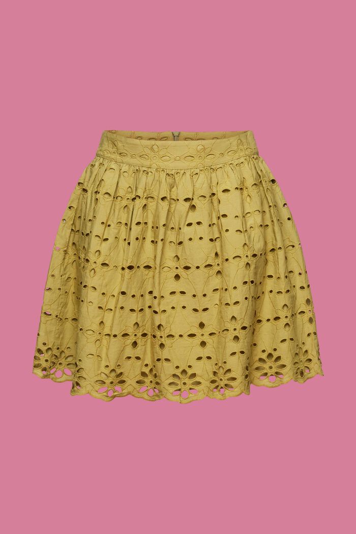 Mini-jupe à œillets brodés, 100 % coton, PISTACHIO GREEN, detail image number 6