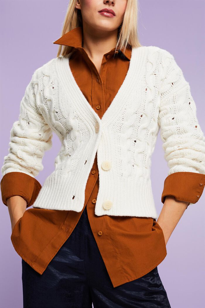 Cardigan en maille torsadée, en mélange de laine et de cachemire, ICE, detail image number 1