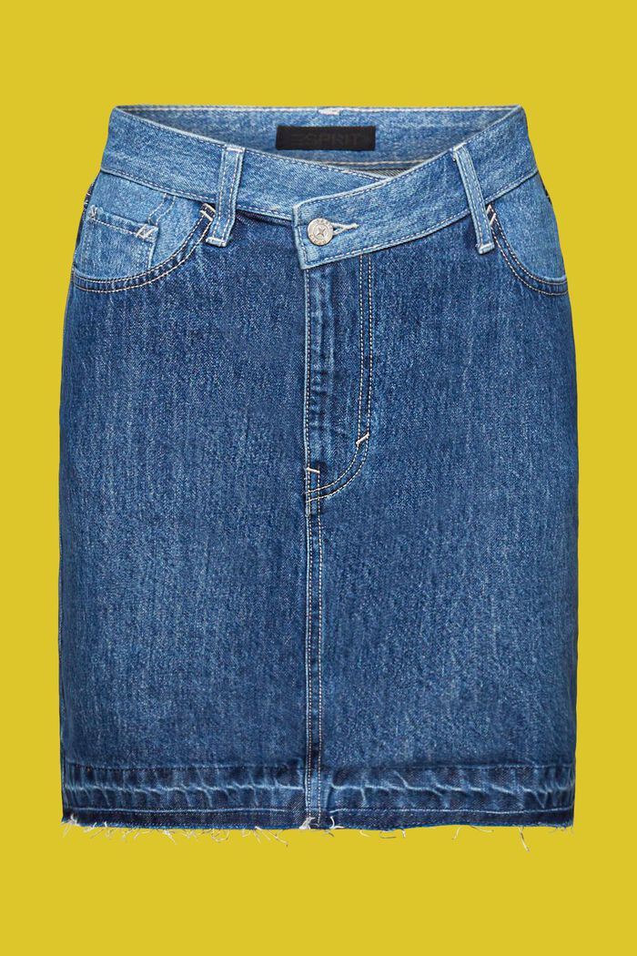 Mini-jupe en jean à base asymétrique, BLUE LIGHT WASHED, detail image number 7