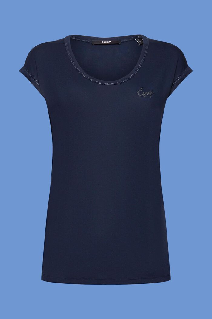 T-shirt orné de sequins, LENZING™ ECOVERO™, NAVY, detail image number 7